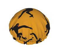 BKDODKS Gorro de ducha con estampado de mono Gibbon negro para mujer, ligero, reutilizable, suave, impermeable, a prueba de fugas.