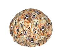 BKDODKS Gorro de ducha con estampado de perros Labrador Retriever para mujer, ligero, reutilizable, suave, impermeable, a prueba de fugas, color negro