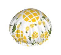 BKDODKS Gorro de ducha con estampado de piña, ligero, reutilizable, suave, impermeable, a prueba de fugas, color negro