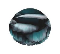 BKDODKS Gorro de ducha con estampado de rosa gris azulado para mujer, ligero, reutilizable, suave, impermeable, a prueba de fugas, color negro