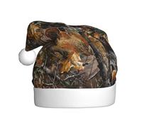 BKDODKS Gorro de Navidad con estampado de alces de ciervo, divertido sombrero de Papá Noel para adultos, sombrero de vacaciones para fiestas de Navidad