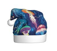 BKDODKS Gorro de Navidad con estampado de medusas de colores, divertido sombrero de Papá Noel para adultos, sombrero de vacaciones para fiestas de Navidad