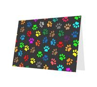 BKDODKS Juego de tarjetas de felicitación coloridas con estampado de huellas de perro, 4 x 6 pulgadas, tarjetas de agradecimiento versátiles, tarjetas de Navidad, tarjetas de cumpleaños