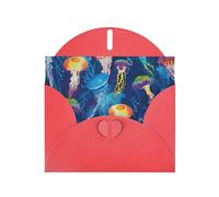 BKDODKS Juego de tarjetas de felicitación con estampado de medusas de colores de 4 x 6 pulgadas, tarjetas de agradecimiento versátiles, tarjetas de Navidad, tarjetas de cumpleaños