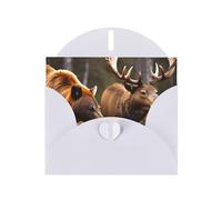 BKDODKS - Juego de tarjetas de felicitación de 4 x 6 pulgadas, diseño de oso de ciervo, diseño de oso de ciervo, diseño de alce