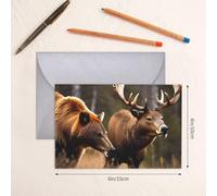 BKDODKS - Juego de tarjetas de felicitación de 4 x 6 pulgadas, diseño de oso de ciervo, diseño de oso de ciervo, diseño de alce
