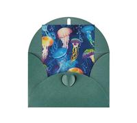BKDODKS - Juego de tarjetas de felicitación festivas con estampado de medusas de colores, 4 x 6 mas, tarjetas de felicitación en blanco, para todas las ocasiones