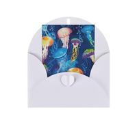 BKDODKS - Juego de tarjetas de felicitación festivas con estampado de medusas de colores, 4 x 6 mas, tarjetas de felicitación en blanco, para todas las ocasiones