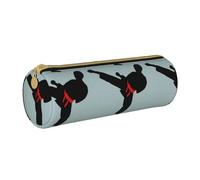 BKDODKS Karate Boy Vector - Estuche de piel para lápices con cremallera para adultos, con estampado de cinturón intercambiable, ligero, para hombres y mujeres