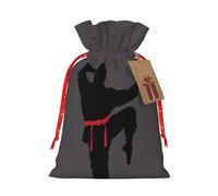 BKDODKS Karate Men - Bolsas de regalo de Navidad impresas con cinta para dulces y fiestas de Navidad