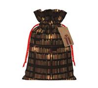 BKDODKS Librería con impresión de biblioteca, bolsas de regalo festivas, bolsas de regalo, etiquetas de cinta, envoltura de caramelos, fiesta de Navidad