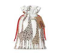 BKDODKS Lindas bolsas de regalo de Navidad con estampado de jirafa de dibujos animados, bolsas de regalo festivas, etiquetas, cinta, envoltura de caramelos, fiesta de Navidad