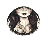 BKDODKS Magic Witch Witchcraft - Gorro de ducha con estampado bohemio para mujer, ligero, reutilizable, suave, impermeable, a prueba de fugas, color negro