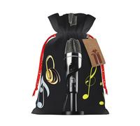BKDODKS Micrófono con notas musicales impresas de Navidad, bolsas de regalo festivas, etiquetas de cinta, envoltura de caramelos, fiesta de Navidad