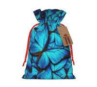 BKDODKS Muchas bolsas de Navidad con estampado de mariposa azul, bolsas de regalo festivas, cinta, envoltura de caramelos, fiesta de Navidad