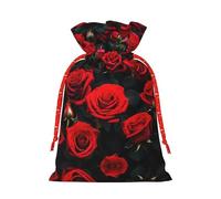 BKDODKS Muchas bolsas de regalo de Navidad con estampado de rosas rojas con cinta, bolsas de regalo de caramelos, suministros de fiesta de