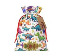 BKDODKS Muchos dinosaurios coloridos con estampado de dinosaurios navideños, bolsas de regalo festivas, cinta, envoltura de caramelos, fiesta de Navidad