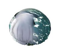 BKDODKS Niagara - Gorro de ducha con estampado de otoño para mujer, ligero, reutilizable, suave, impermeable, a prueba de fugas, color negro