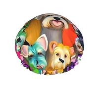 BKDODKS Oil - Gorro de ducha con estampado de perros Schnauzer para mujer, ligero, reutilizable, suave, impermeable, a prueba de fugas, color negro