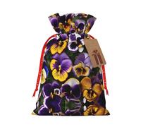 BKDODKS Pansy Perfection - Bolsas de regalo de Navidad impresas con cinta para dulces y fiestas de Navidad