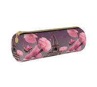 BKDODKS Paris Street - Estuche de piel con estampado floral rojo para adultos, para hombres y mujeres, con cremallera, ligero