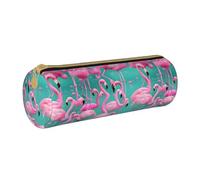 BKDODKS Precioso estuche de cuero con estampado de flamencos rosas para adultos, para hombres y mujeres, con cremallera, ligero