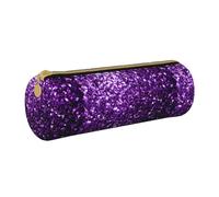 BKDODKS Precioso estuche de piel con estampado de purpurina morada para adultos, para hombres y mujeres, con cremallera, ligero