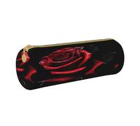 BKDODKS Red and Roses - Estuche de piel para lápices con cremallera para adultos, ligero