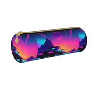 BKDODKS Retrowave - Estuche de piel con estampado de imágenes para adultos, para hombres y mujeres, con cremallera, ligero, White, Talla única