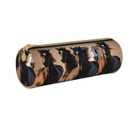 BKDODKS Running Horses - Estuche de piel para lápices con estampado de caballos para adultos, para hombres y mujeres, con cremallera, ligero