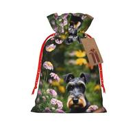 BKDODKS Schnauzer - Bolsas de regalo de Navidad con cinta para embalaje de dulces y fiestas de Navidad