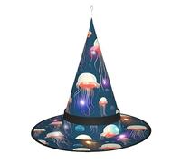 BKDODKS - Sombrero de bruja de Halloween con estampado de medusas, sombrero de bruja para adultos, Halloween, festividades de Navidad