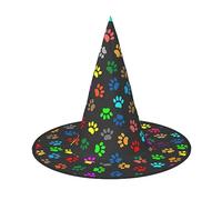 BKDODKS - Sombreros coloridos con estampado de huellas de perro y negro, divertidos para Halloween, decoración de fiesta, sombreros de bruja espeluznantes para mujeres y hombres