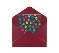 BKDODKS - Tarjetas de felicitación en blanco con estampado de huellas de perro, color negro, con sobres, papel perlado, para todas las ocasiones, 4.5 x 6 pulgadas
