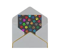 BKDODKS - Tarjetas de felicitación en blanco con estampado de huellas de perro, color negro, con sobres, papel perlado, para todas las ocasiones, 4.5 x 6 pulgadas
