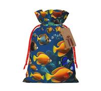 BKDODKS The Underwater World - Bolsas de regalo de Navidad con estampado de peces tropicales con cinta para dulces y fiestas de Navidad