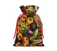 BKDODKS Variedad de verduras frescas con estampado de frutas, bolsas de regalo de Navidad, bolsas de regalo festivas, etiquetas, cinta, envoltura de caramelos, fiesta de Navidad