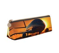 Bkdogkt Airplane at sunset - Estuche triangular para bolígrafos, maquillaje, suministros de arte, artículos de uso diario, Blanco, One Size