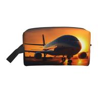 Bkdogkt Airplane at sunset - Organizador de cosméticos de gran capacidad para mujeres y hombres, bolsa de maquillaje portátil de viaje, Blanco, Talla única
