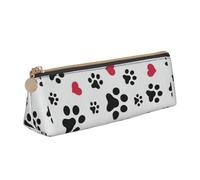 Bkdogkt Amor pata de gato corazón cachorro impresión de pie simple caja de lápiz triángulo bolsa para bolígrafos arte de maquillaje suministros diarios, blanco, talla única, Blanco 1, One size