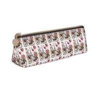 Bkdogkt Amor Torre de París Café Vino Perfume Bicicleta Corazón Impresión Simple Lápiz Caja Triángulo Bolsa para Plumas Maquillaje Arte Suministros Diarios Esenciales, Blanco, Talla única, Blanco 1