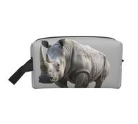 Bkdogkt Animal Rhino - Organizador de cosméticos de gran capacidad para mujeres y hombres, bolsa de maquillaje portátil de viaje, Blanco, Talla única