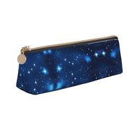 Bkdogkt Azul Shining Stars patrón impresión simple lápiz caso triángulo bolsa para bolígrafos maquillaje arte suministros diarios, blanco, talla única, Blanco 1, One size