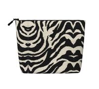 Bkdogkt Bolsa de trabajo con estampado animal de cebra, bolsa de maquillaje de una sola capa, organizador de cosméticos de viaje, gran capacidad, Negro -, talla única