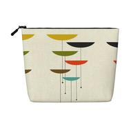 Bkdogkt Bolsa de trabajo con estampado moderno de mediados de siglo, bolsa de maquillaje de una sola capa, organizador de cosméticos de viaje, gran capacidad, Negro -, Talla única