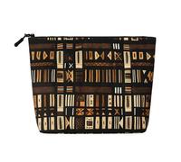 Bkdogkt Bolsa de trabajo con estampado tribal de barro africano, bolsa de maquillaje de una sola capa, organizador de cosméticos de viaje, gran capacidad, Negro -, Talla única