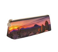 Bkdogkt Cactus Desierto Puesta de Sol Impresión Simple Lápiz Bolsa Triángulo Para Bolígrafos Maquillaje Arte Suministros Diarios, Blanco, Talla única, Blanco 1, One size