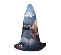 Bkdogkt Capa con capucha unisex con estampado de paisaje de Monte Fuji de Japón para mago, carnaval, Halloween, Navidad, cosplay