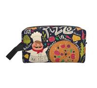 Bkdogkt Chef Pizza Print - Organizador de cosméticos de gran capacidad para mujeres y hombres, bolsa de maquillaje portátil de viaje, Blanco, Talla única