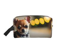 Bkdogkt Chihuahua Dog 1 - Organizador de cosméticos de gran capacidad para mujeres y hombres, bolsa de maquillaje portátil de viaje, Blanco, Talla única
